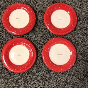Set of 4 Rae Dunn Valentine’s Day polka dot plates